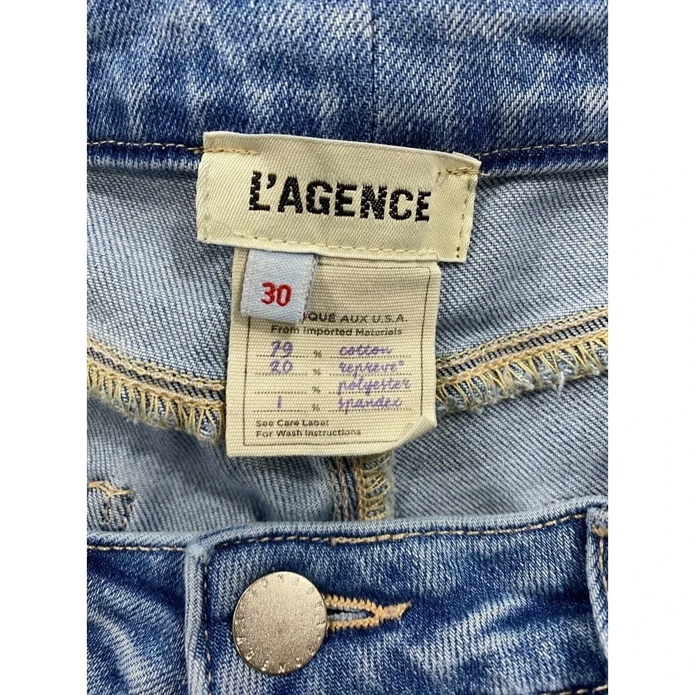 L'AGENCE Kendra High Waist Cropped Flare Raw Hem Womens 30 Stretch‎ Alamo Jeans